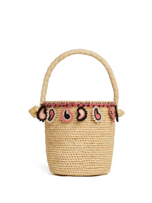  Alanui paisley-appliqué raffia basket bag