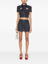 Alessandra Rich Sequin checked tweed mini skirt