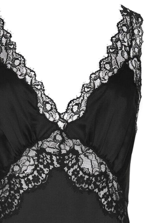 Saint Laurent lace-panel midi dress