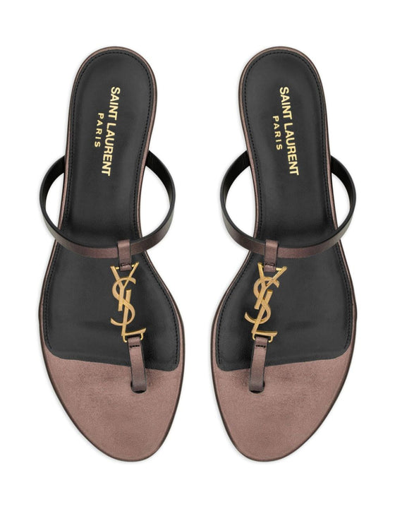Saint Laurent Cassandre leather thong sandals