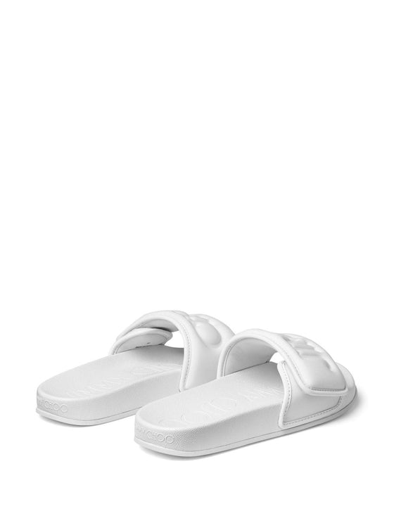 Jimmy Choo Fitz Slides Sandals with Embossed Logo