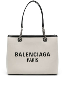  Balenciaga Logo Print Canvas Tote Bag