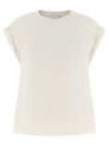 Nude Curled Sleeve T-shirt