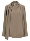 Nude Draped Panel Blouse
