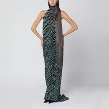  Dries Van Noten Bottle green long dress in silk blend