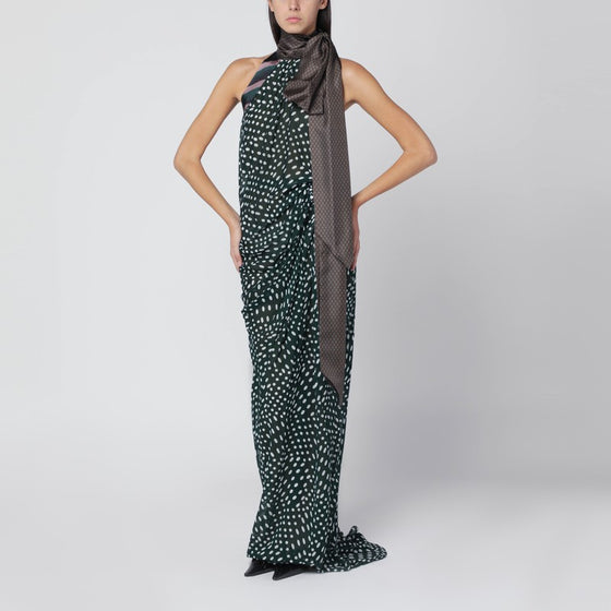 Dries Van Noten Bottle green long dress in silk blend
