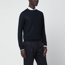  ZEGNA Navy blue crew-neck wool sweater
