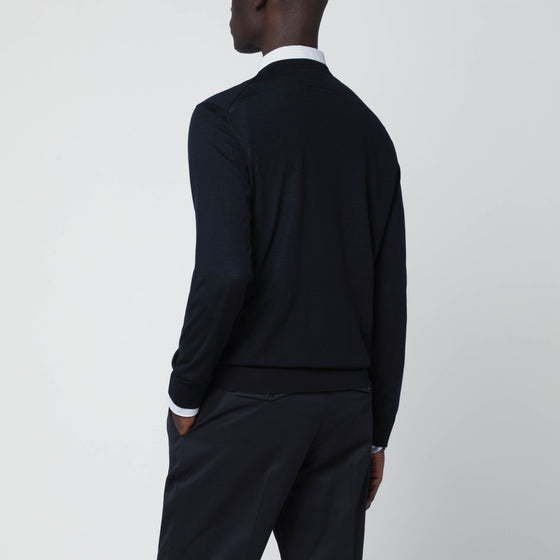 ZEGNA Navy blue crew-neck wool sweater