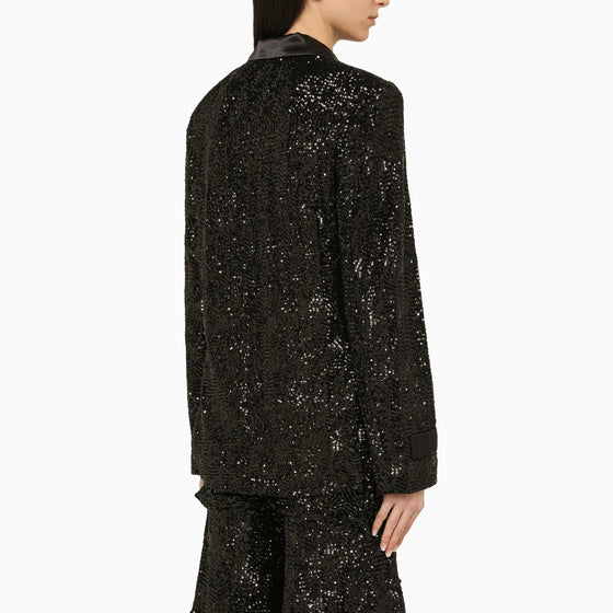 ROTATE Birger Christensen Black single-breasted jacket with sequins