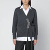 Dries Van Noten Grey cashmere cardigan with brooch detail