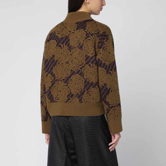 Dries Van Noten Khaki jacquard-pattern sweater
