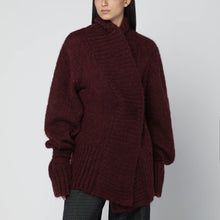  Dries Van Noten Oversized burgundy mohair-blend sweater