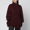Dries Van Noten Oversized burgundy mohair-blend sweater