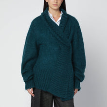  Dries Van Noten Oversized petroleum green mohair-blend sweater