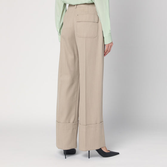 Victoria Beckham Wide mandarin colour pants in wool