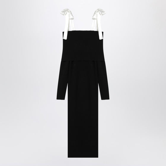 ROTATE Birger Christensen Black midi dress with bows