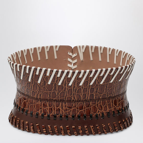 Dries Van Noten Light brown leather corset belt