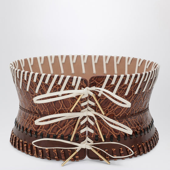 Dries Van Noten Light brown leather corset belt
