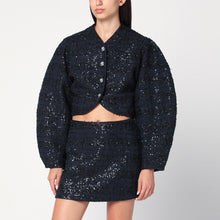  ROTATE Birger Christensen Navy blue Bouclé jacket with sequins