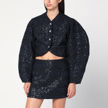  ROTATE Birger Christensen Navy blue Bouclé jacket with sequins