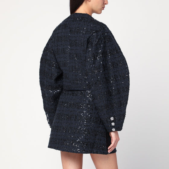 ROTATE Birger Christensen Navy blue Bouclé jacket with sequins