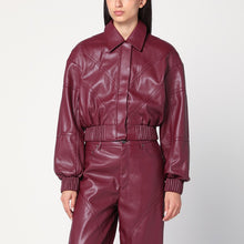  ROTATE Birger Christensen Bordeaux faux leather bomber jacket