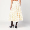 ROTATE Cream skirt with floral appliqués