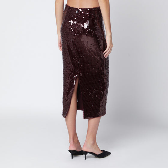 ROTATE Birger Christensen Bordeaux sequin pencil skirt