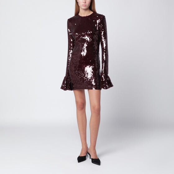 ROTATE Birger Christensen Bordeaux sequin mini dress