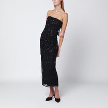  ROTATE Birger Christensen Black beaded fringe midi dress