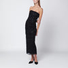 ROTATE Birger Christensen Black beaded fringe midi dress