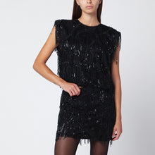  ROTATE Birger Christensen Black top with beaded fringes