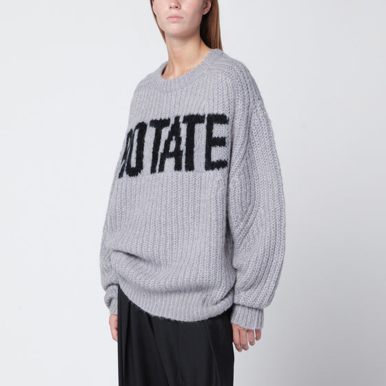 ROTATE Birger Christensen Light grey oversized sweater with logo