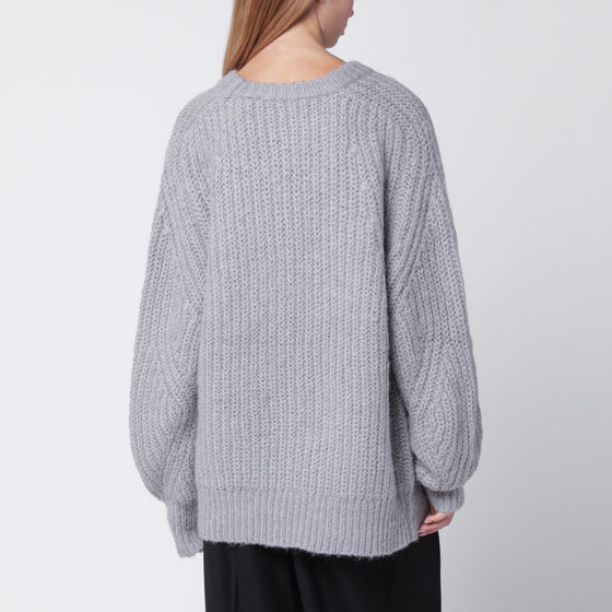 ROTATE Birger Christensen Light grey oversized sweater with logo