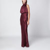 ROTATE Birger Christensen Bordeaux long silk dress