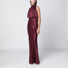  ROTATE Birger Christensen Bordeaux long silk dress