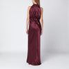 ROTATE Birger Christensen Bordeaux long silk dress