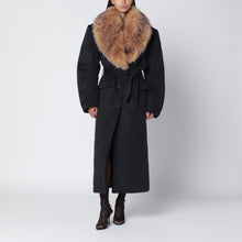  ROTATE Birger Christensen Grey coat with faux fur collar