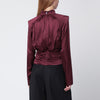 ROTATE Birger Christensen Bordeaux ruched silk top