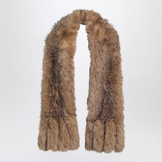 ROTATE Birger Christensen Brown synthetic fur scarf