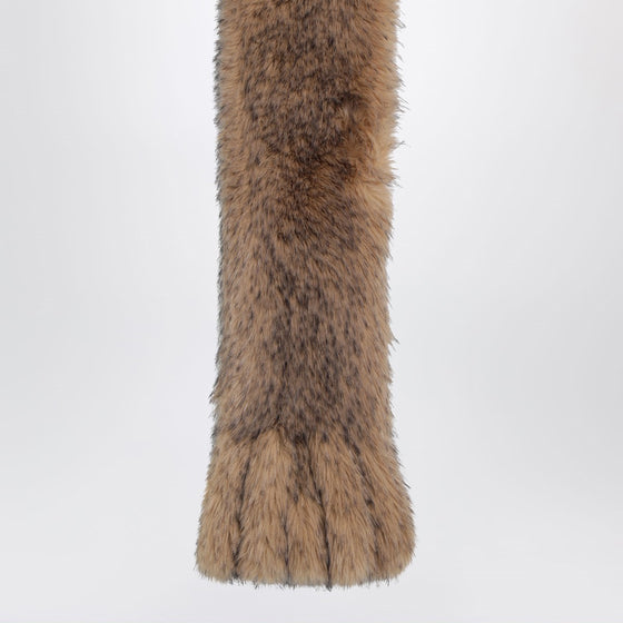 ROTATE Birger Christensen Brown synthetic fur scarf