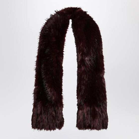 ROTATE Birger Christensen Dark burgundy faux fur scarf