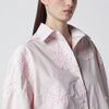 ROTATE Oversized orchid pink shirt with floral embroidery