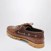 VINNY's Brown boat shoe with crocodile insert