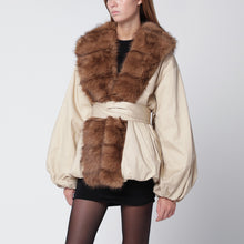  ROTATE Birger Christensen Beige jacket with faux fur collar