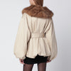ROTATE Birger Christensen Beige jacket with faux fur collar