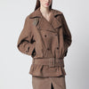 ROTATE Birger Christensen Oversized brown suede jacket