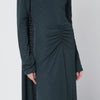 ROTATE Long green dress with rhinestones