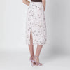 ROTATE Pink skirt with floral embroidery