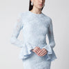 ROTATE Light blue ruffled mesh mini dress